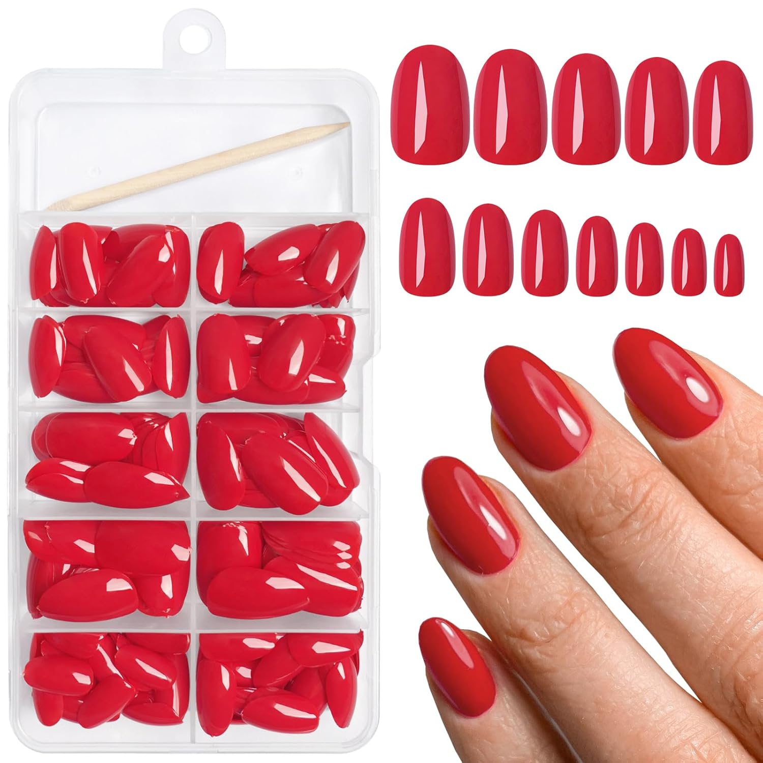 Full Cover Adhesive - Oval Press on Nails Short Fake