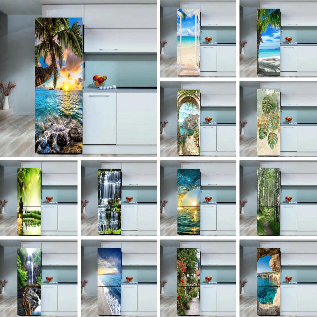 Seaside Beach Fridge Sticker D - Full Cover Adhesive incelemesi ve fiyatı