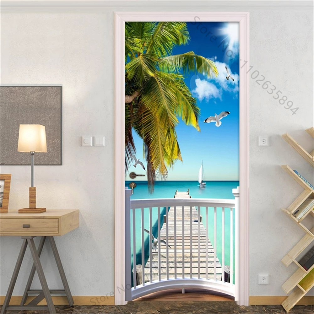 Natural Scenery Beach Waterfal - Full Cover Adhesive incelemesi ve fiyatı