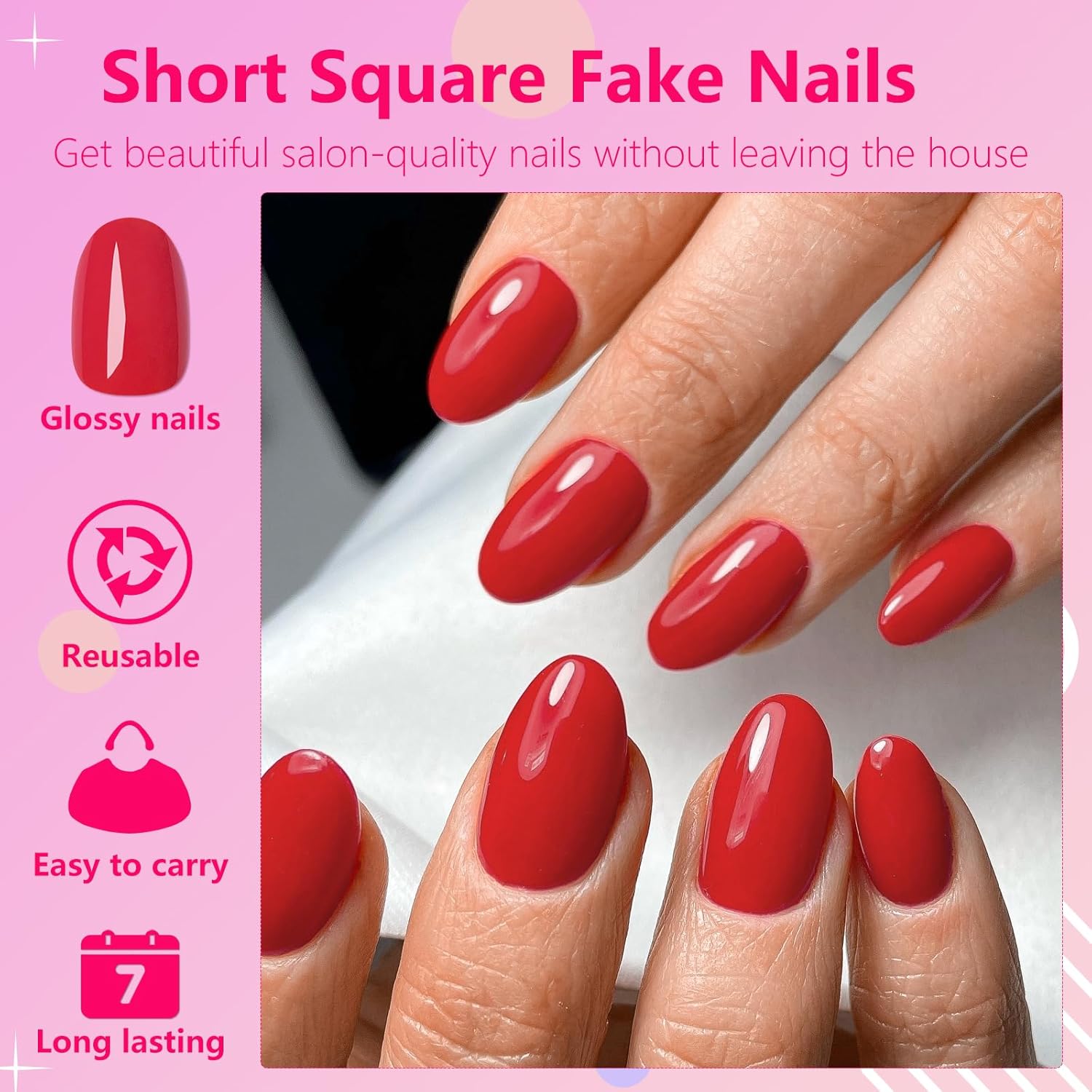 Oval Press on Nails Short Fake - Full Cover Adhesive incelemesi ve fiyatı