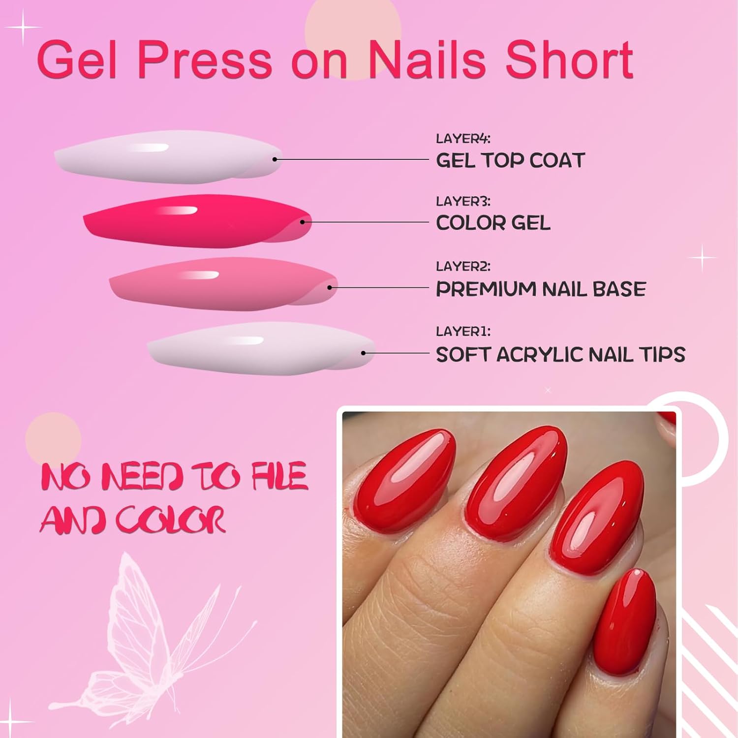Oval Press on Nails Short Fake - Full Cover Adhesive incelemesi ve fiyatı